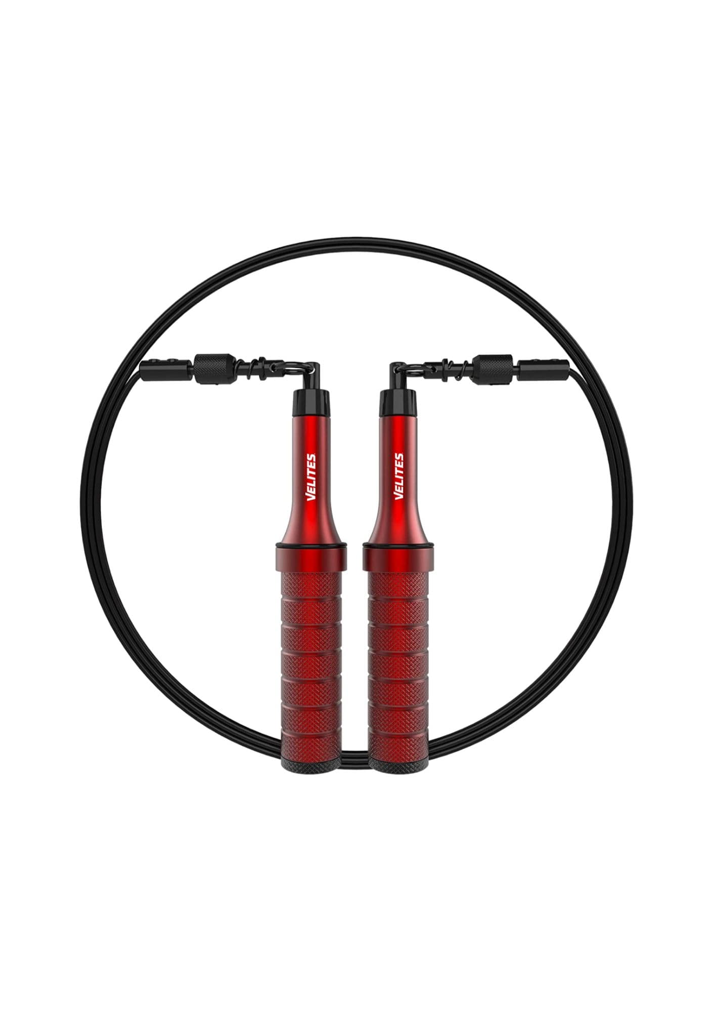 Cuerda de saltar lastrada con agarre ergonómico y cable ajustable para entrenamiento de fuerza y cardio.