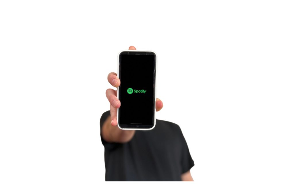 Aplicación Spotify en teléfono móvil para listas de reproducción de salto a la cuerda